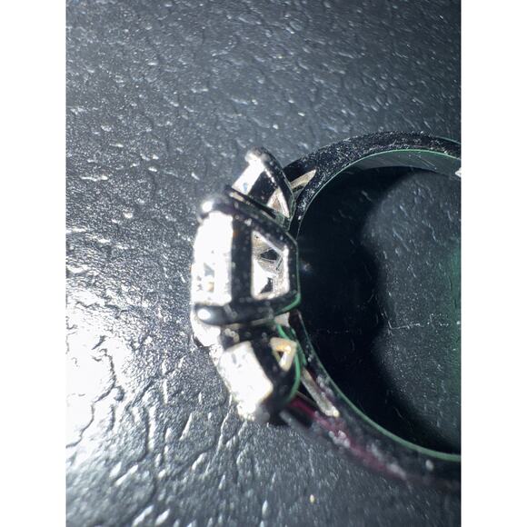 4CTW Moissanite Emerald Cut three-stone engagement ring - Picture 2 of 2